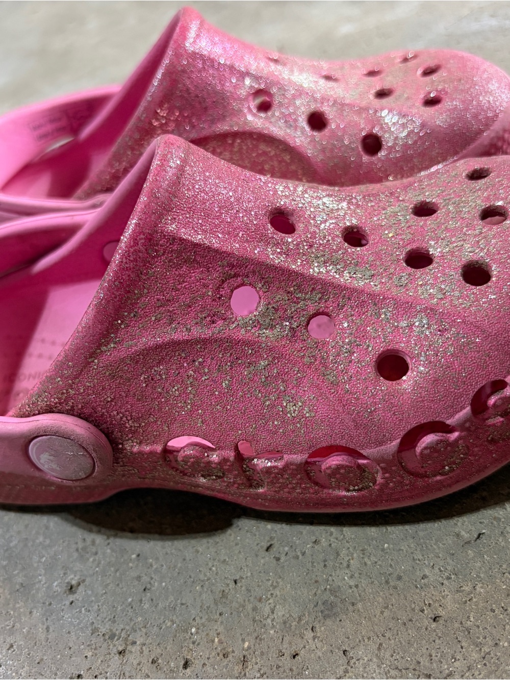 CROCS Kids Pink Glitter Clogs with Sparkle Finish